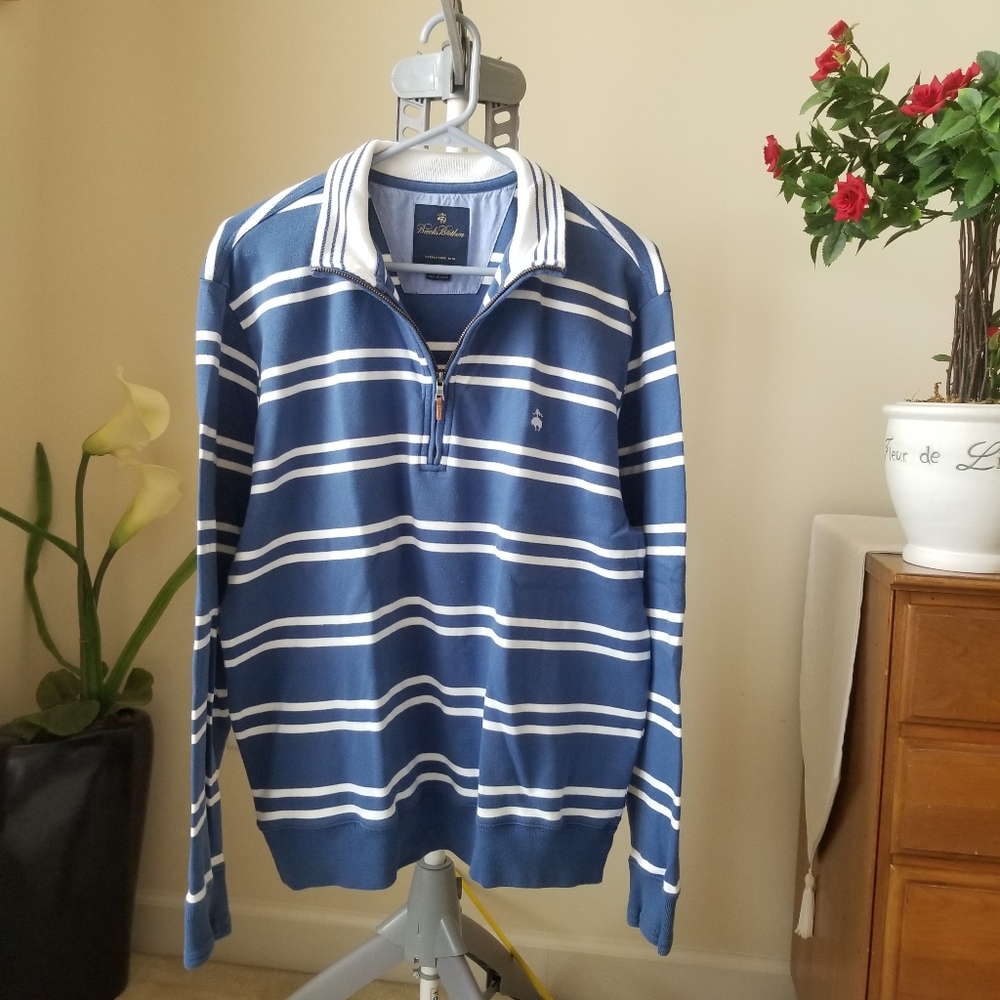Brooks Brothers half zip striped polo sweater M